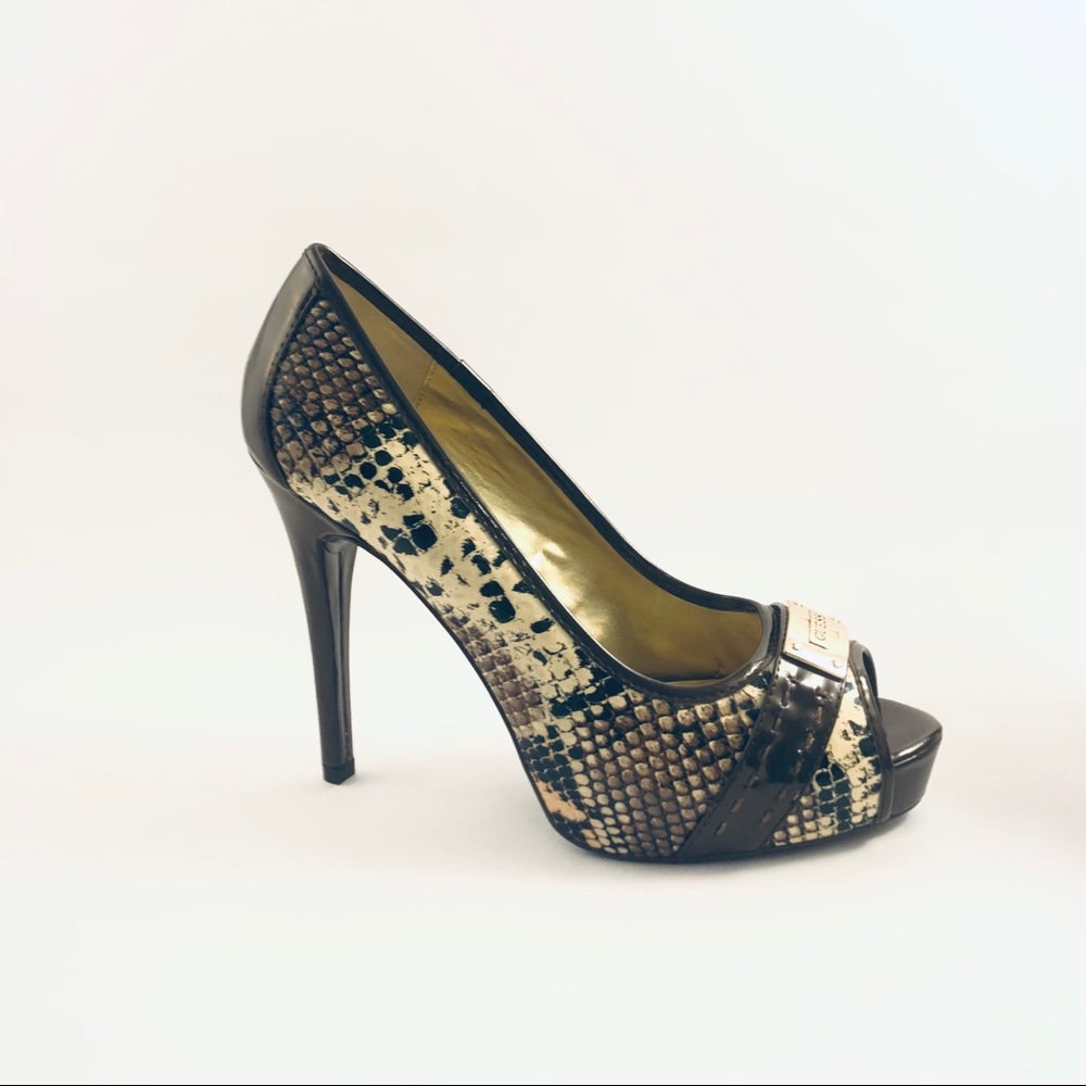 Guess a Snakeskin 4” Heels, Brown/Tan, Size 9